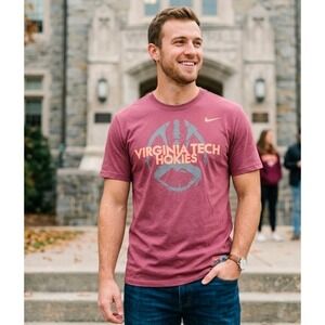 Nike Virginia Tech Hokies Mens XL Maroon Graphic T-Shirt NCAA VT Tee Football